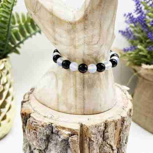 Pulsera ónix y opalina mediana