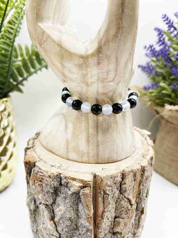 Pulsera ónix y opalina mediana