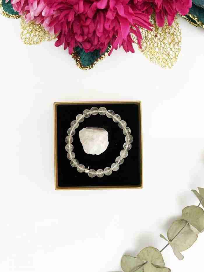 Kit pulsera y mineral cuarzo cristal