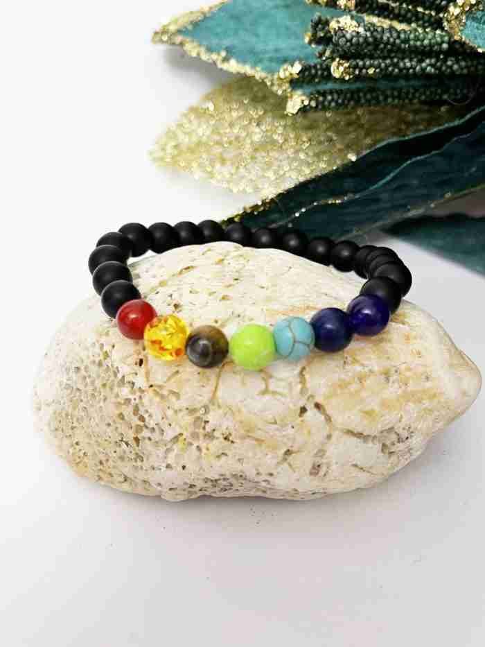 Pulsera 7 chakras piedra volcánica